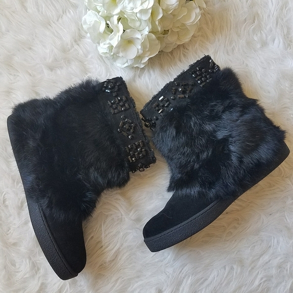Tory Burch Fur Jeweled Booties - Picture 1 of 13